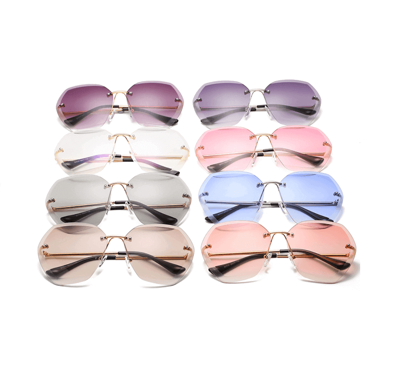 Luxury Rimless Sunglasses Women Oversized Outdoor Gradient Shades UV400 US#