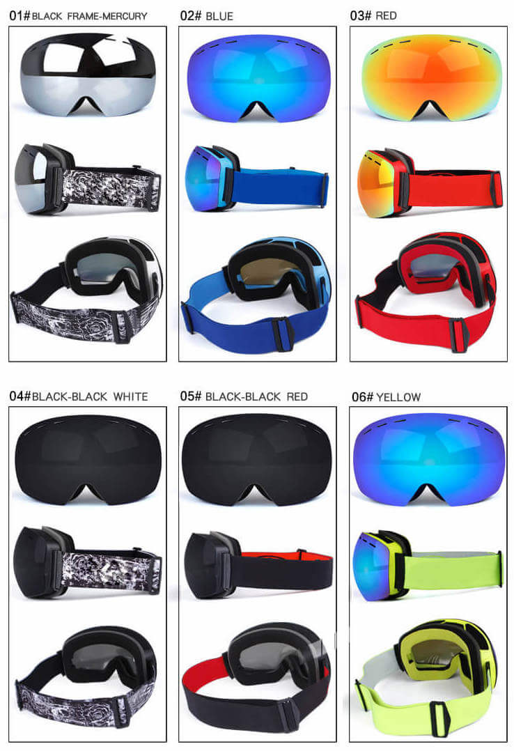 Custom Ski Goggles, Custom Snow Goggles, Custom Snowboard Goggles with different frame colors