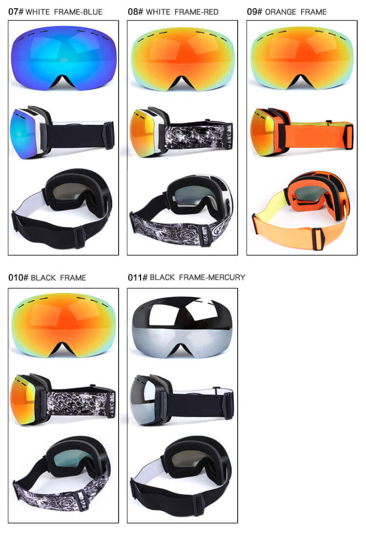 Custom Ski Goggles, Custom Snow Goggles, Custom Snowboard Goggles with different frame colors